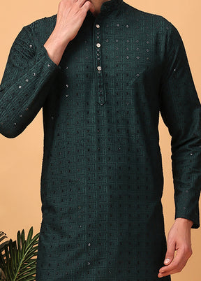 2 Pc Green Viscose Kurta Pajama Set