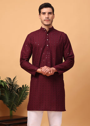 2 Pc Maroon Viscose Kurta Pajama Set