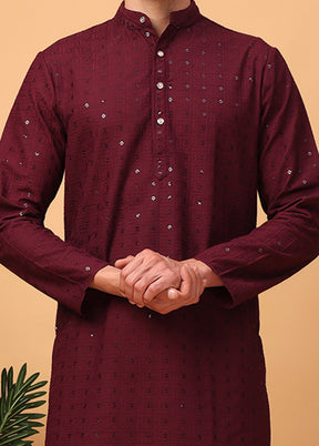 2 Pc Maroon Viscose Kurta Pajama Set