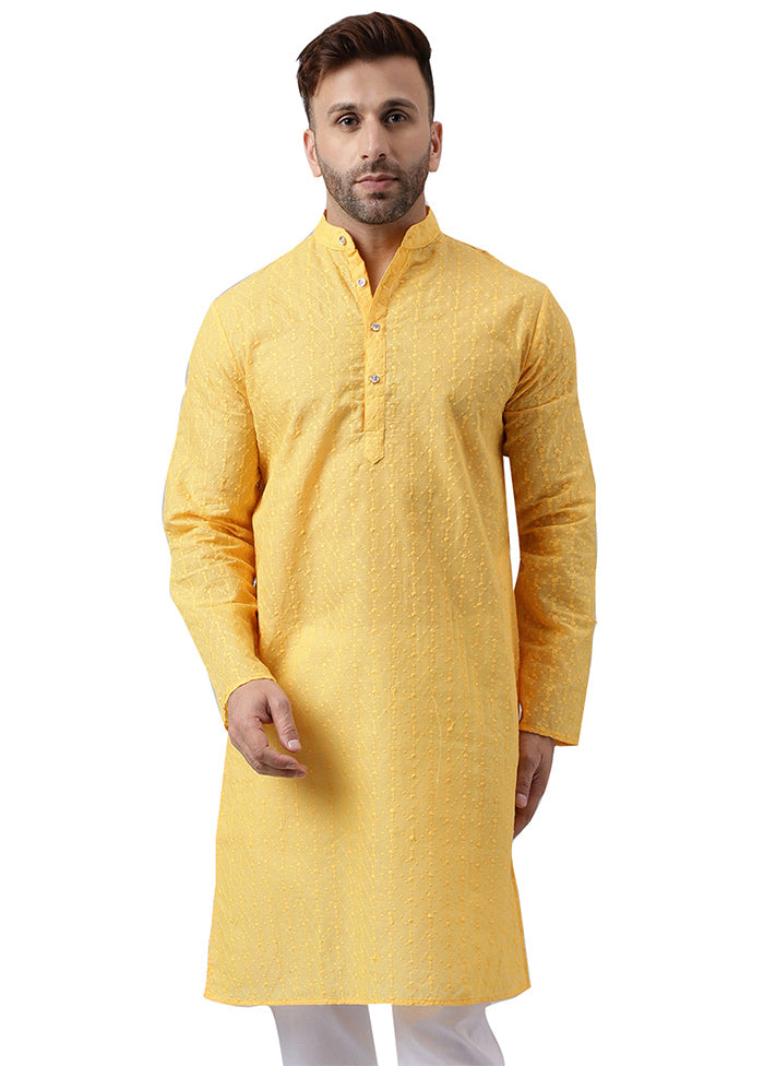 Lemon Silk Embroidered Kurta