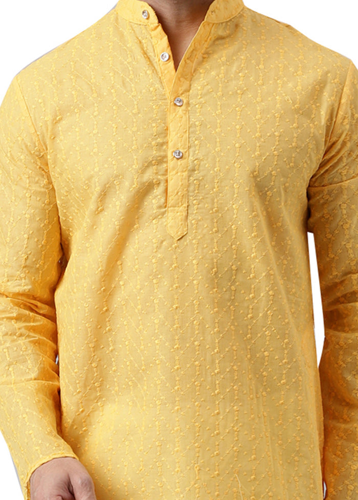 Lemon Silk Embroidered Kurta