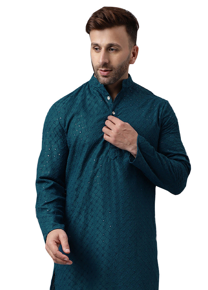 Green Silk Embroidered Kurta