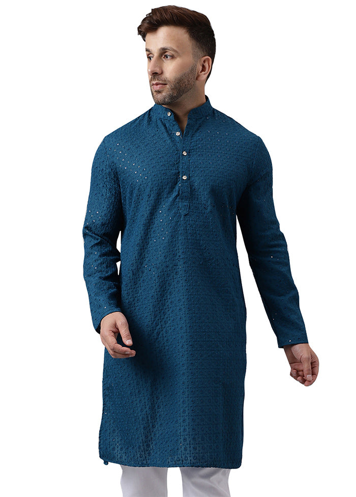 Green Silk Embroidered Kurta