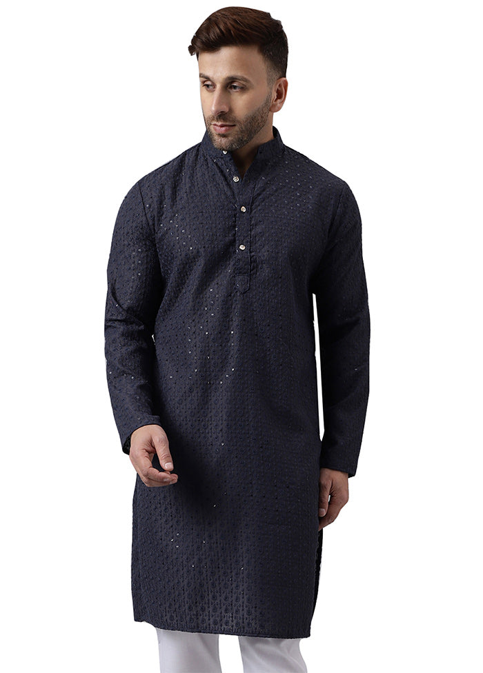 Black Silk Embroidered Kurta