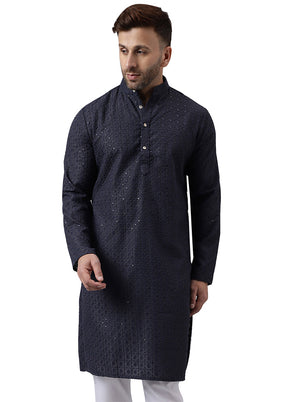 Black Silk Embroidered Kurta