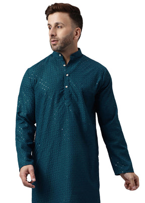 Green Silk Embroidered Kurta