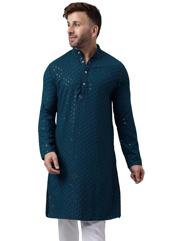 Green Silk Embroidered Kurta