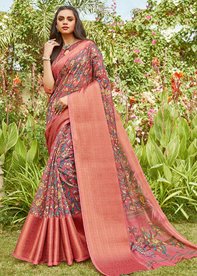 Pink Spun Silk Saree With Blouse Piece - Indian Silk House Agencies