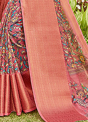 Pink Spun Silk Saree With Blouse Piece - Indian Silk House Agencies