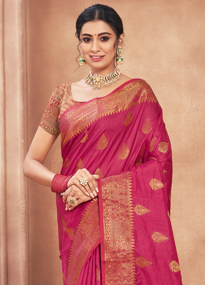 Magenta Spun Silk Saree With Blouse Piece - Indian Silk House Agencies