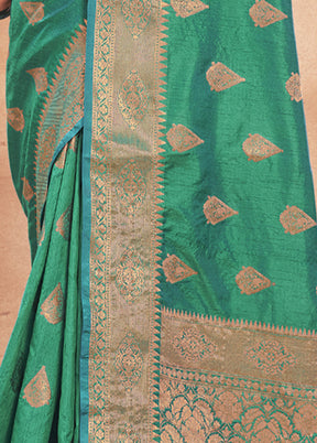 Sea Green Spun Silk Saree With Blouse Piece - Indian Silk House Agencies