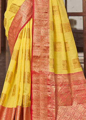 Yellow Spun Silk Saree With Blouse Piece - Indian Silk House Agencies