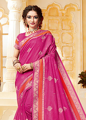 Pink Spun Silk Saree With Blouse Piece - Indian Silk House Agencies