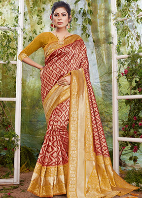 Gold Spun Silk Saree With Blouse Piece - Indian Silk House Agencies