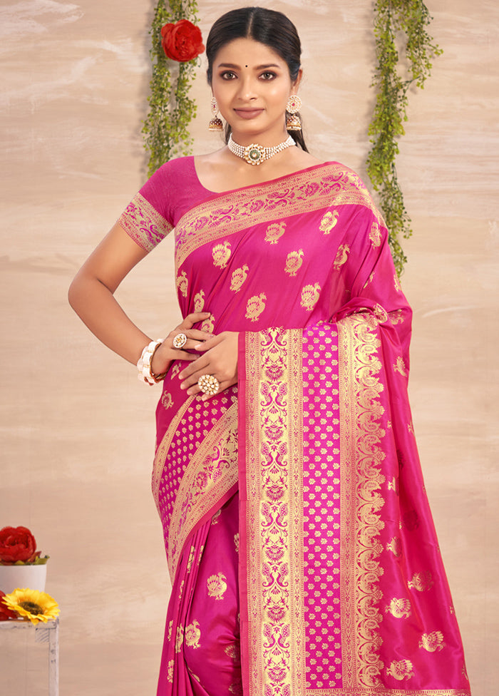 Pink Spun Silk Saree With Blouse Piece - Indian Silk House Agencies