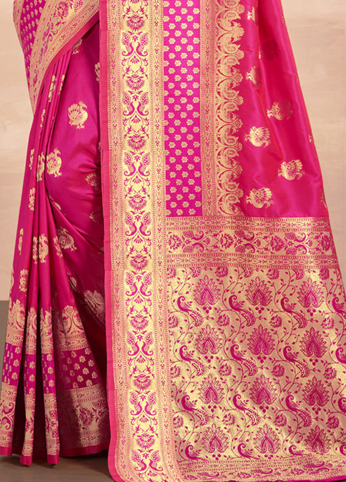 Pink Spun Silk Saree With Blouse Piece - Indian Silk House Agencies