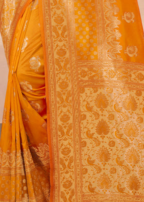 Yellow Spun Silk Saree With Blouse Piece - Indian Silk House Agencies