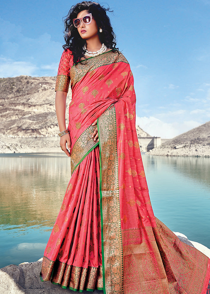 Pink Spun Silk Saree With Blouse Piece - Indian Silk House Agencies