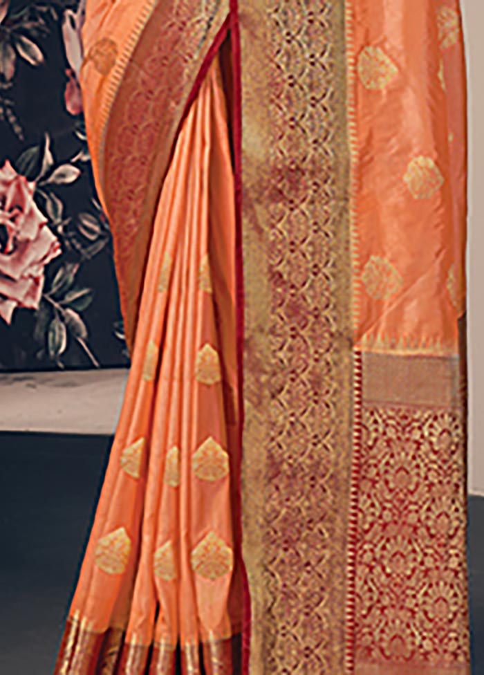 Orange Spun Silk Saree With Blouse Piece - Indian Silk House Agencies