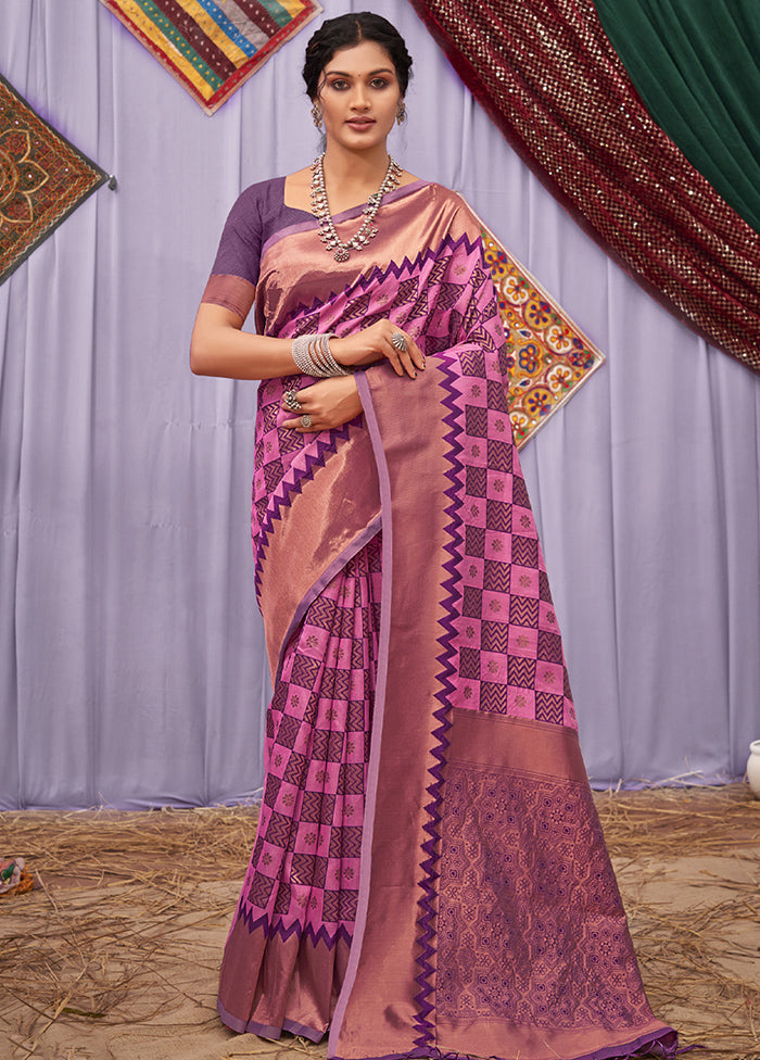 Purple Cotton Saree With Blouse Piece - Indian Silk House Agencies