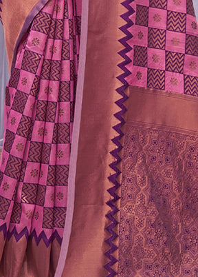 Purple Cotton Saree With Blouse Piece - Indian Silk House Agencies