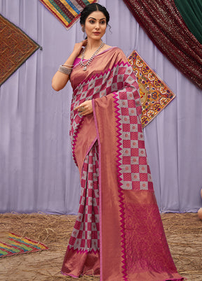 Pink Cotton Saree With Blouse Piece - Indian Silk House Agencies