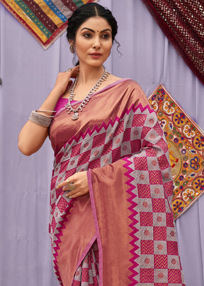 Pink Cotton Saree With Blouse Piece - Indian Silk House Agencies