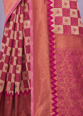 Pink Cotton Saree With Blouse Piece - Indian Silk House Agencies