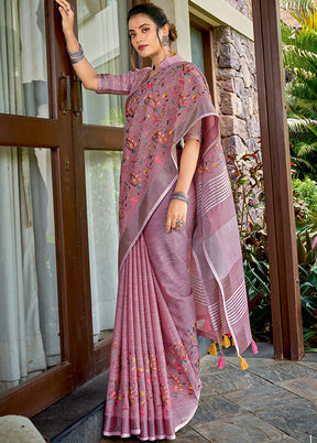 Purple Spun Silk Saree With Blouse Piece - Indian Silk House Agencies