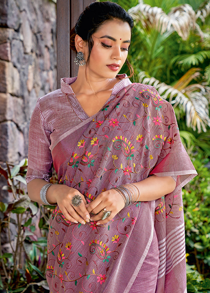 Purple Spun Silk Saree With Blouse Piece - Indian Silk House Agencies