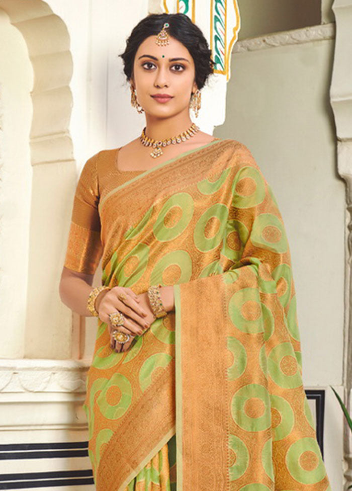 Green Organza Saree With Blouse Piece - Indian Silk House Agencies