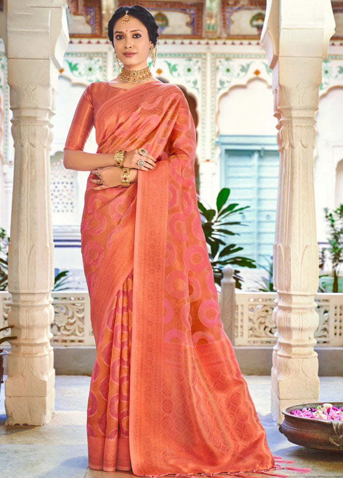 Pink Organza Saree With Blouse Piece - Indian Silk House Agencies