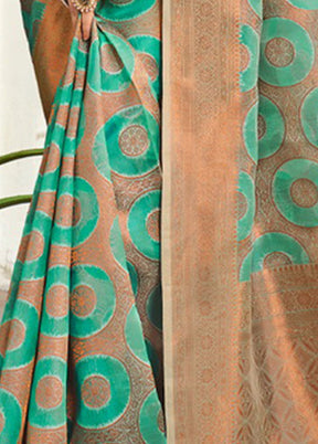 Turquoise Organza Saree With Blouse Piece - Indian Silk House Agencies