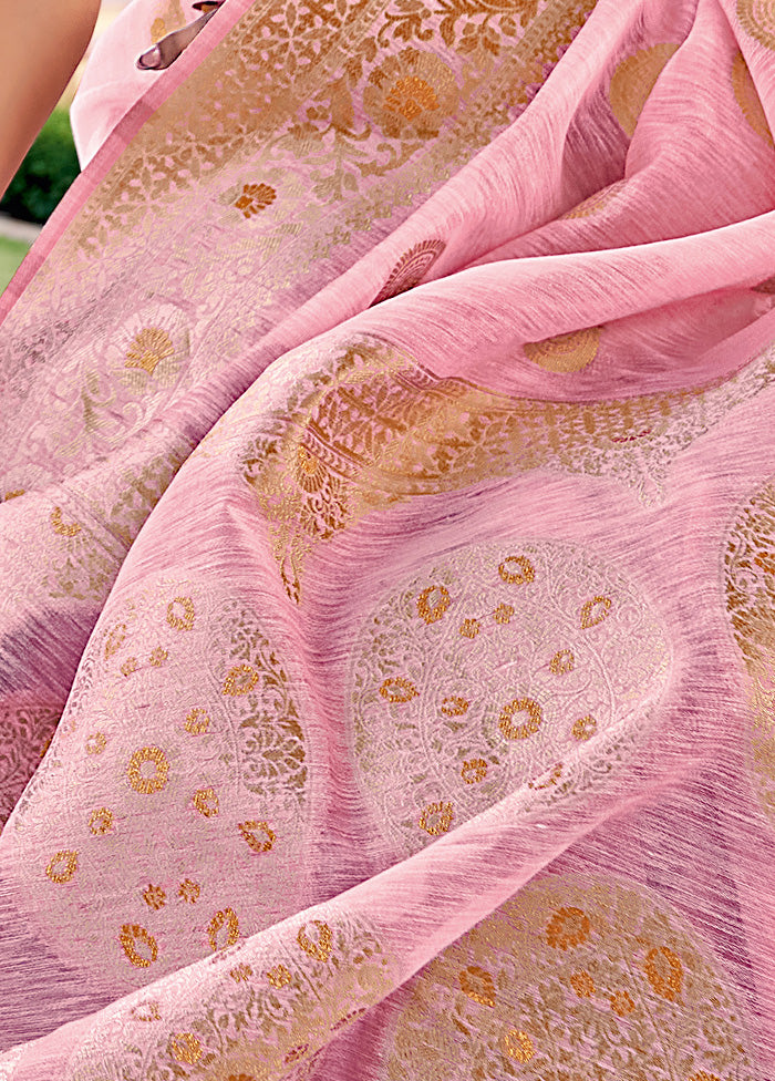 Pink Spun Silk Saree With Blouse Piece - Indian Silk House Agencies