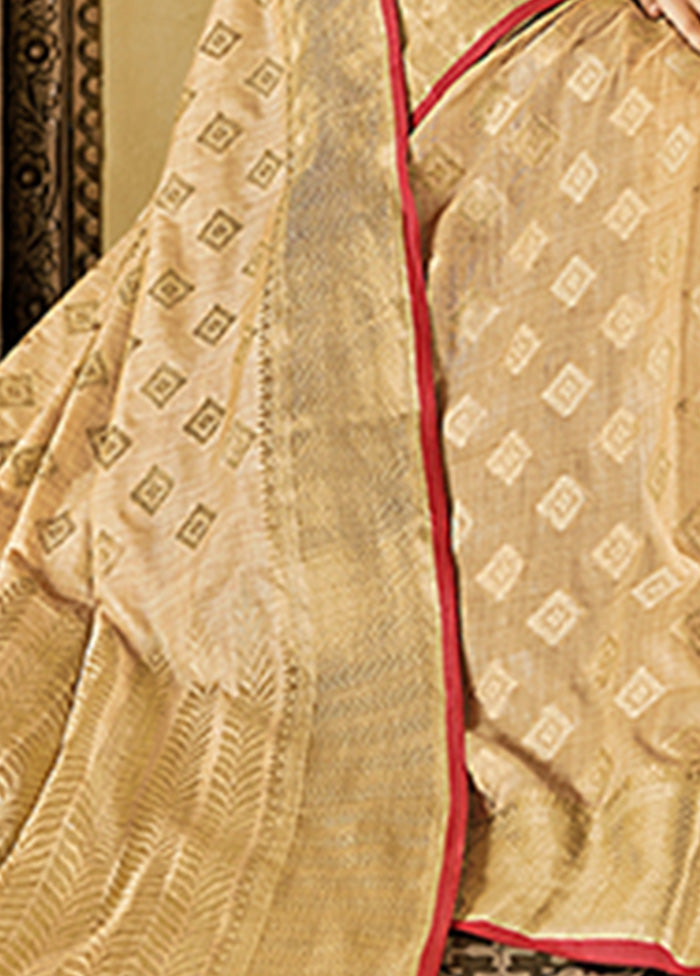 Cream Spun Silk Saree With Blouse Piece - Indian Silk House Agencies