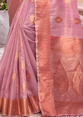 Pink Organza Saree With Blouse Piece - Indian Silk House Agencies