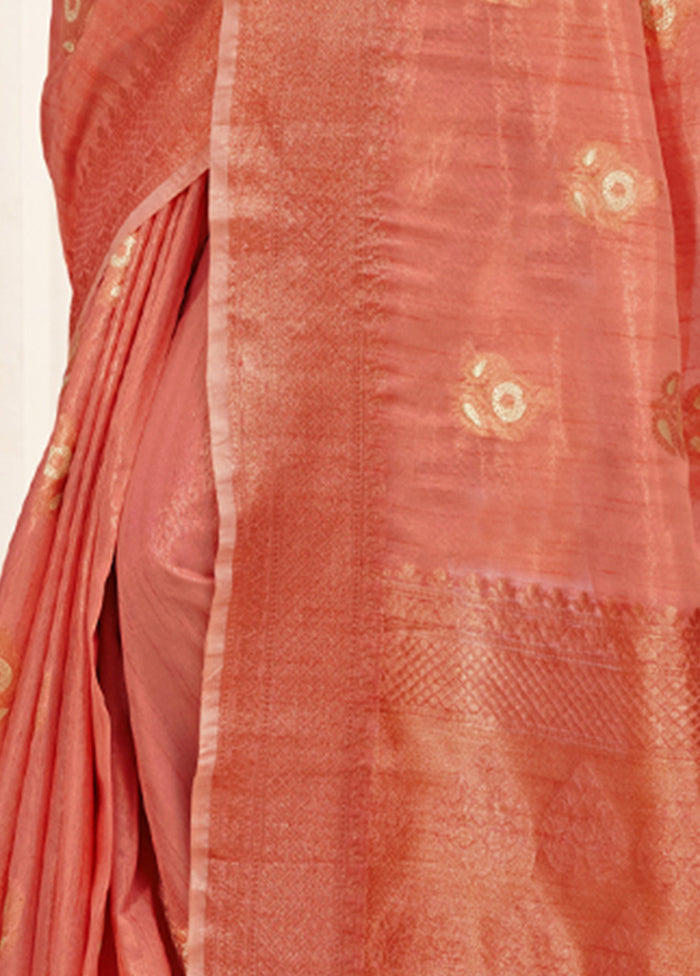 Peach Organza Saree With Blouse Piece - Indian Silk House Agencies