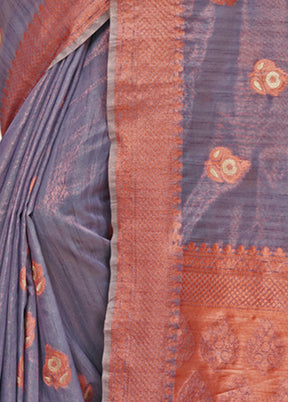 Grey Organza Saree With Blouse Piece - Indian Silk House Agencies