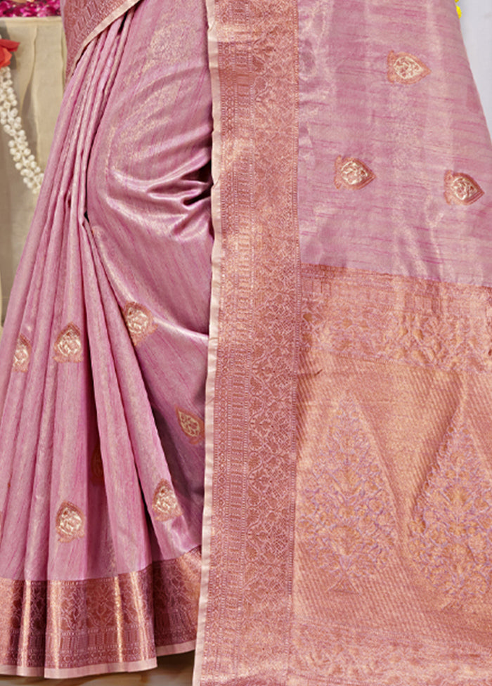 Pink Organza Saree With Blouse Piece - Indian Silk House Agencies