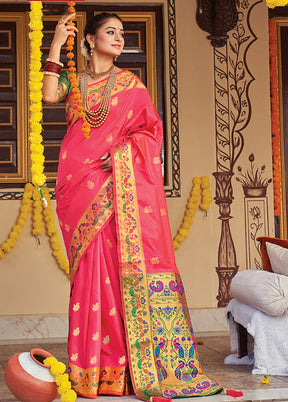 Pink Spun Silk Saree With Blouse Piece - Indian Silk House Agencies