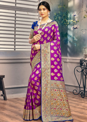 Violet Spun Silk Saree With Blouse Piece - Indian Silk House Agencies