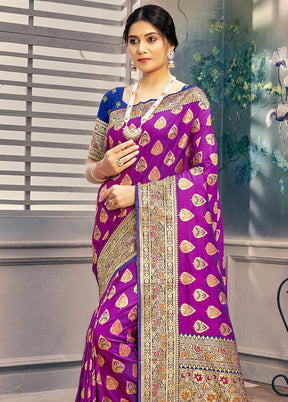 Violet Spun Silk Saree With Blouse Piece - Indian Silk House Agencies