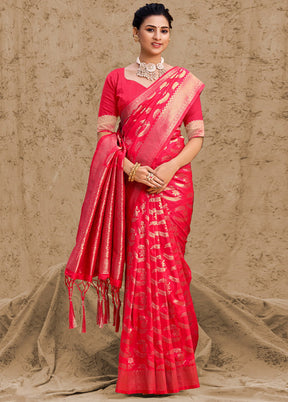 Pink Spun Silk Saree With Blouse Piece - Indian Silk House Agencies