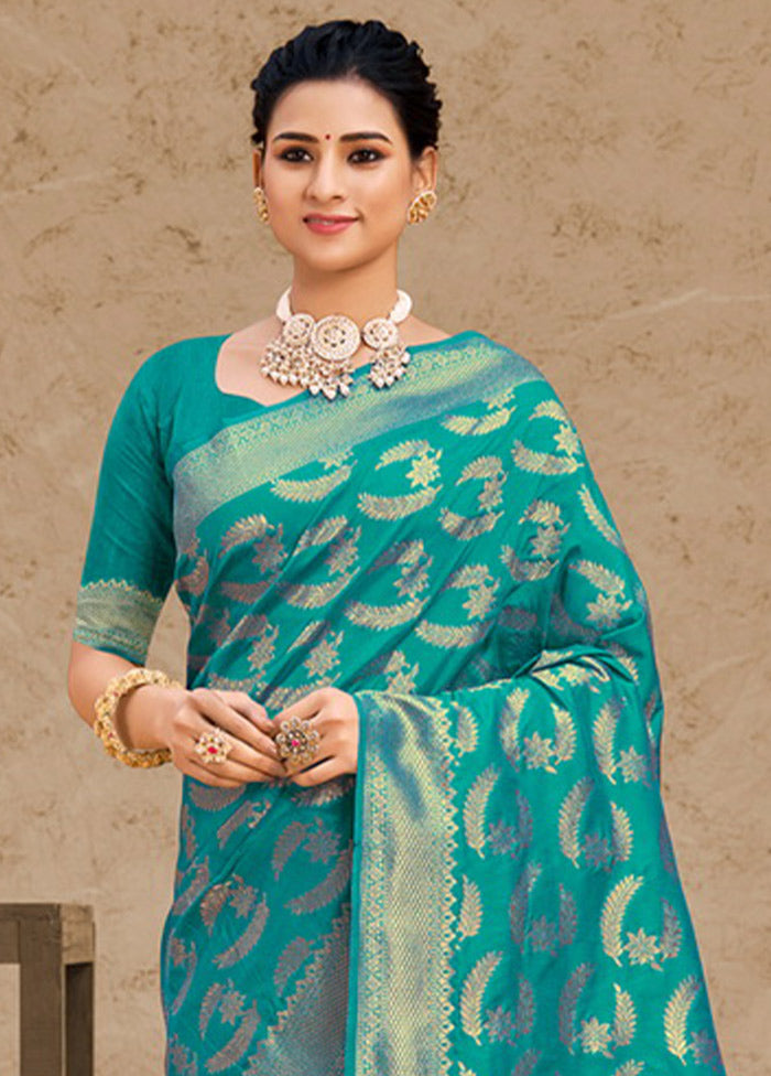 Sky Blue Spun Silk Saree With Blouse Piece - Indian Silk House Agencies