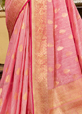 Pink Spun Silk Saree With Blouse Piece - Indian Silk House Agencies