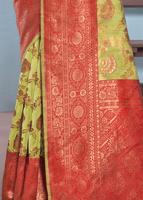 Green Cotton Saree With Blouse Piece - Indian Silk House Agencies