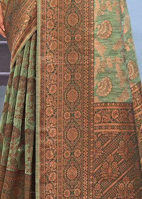 Sea Green Cotton Saree With Blouse Piece - Indian Silk House Agencies