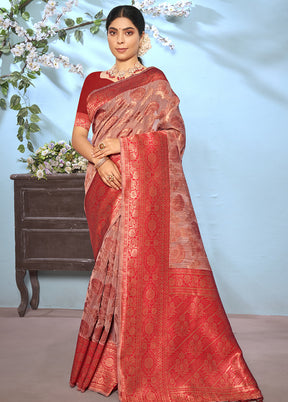 Pink Cotton Saree With Blouse Piece - Indian Silk House Agencies