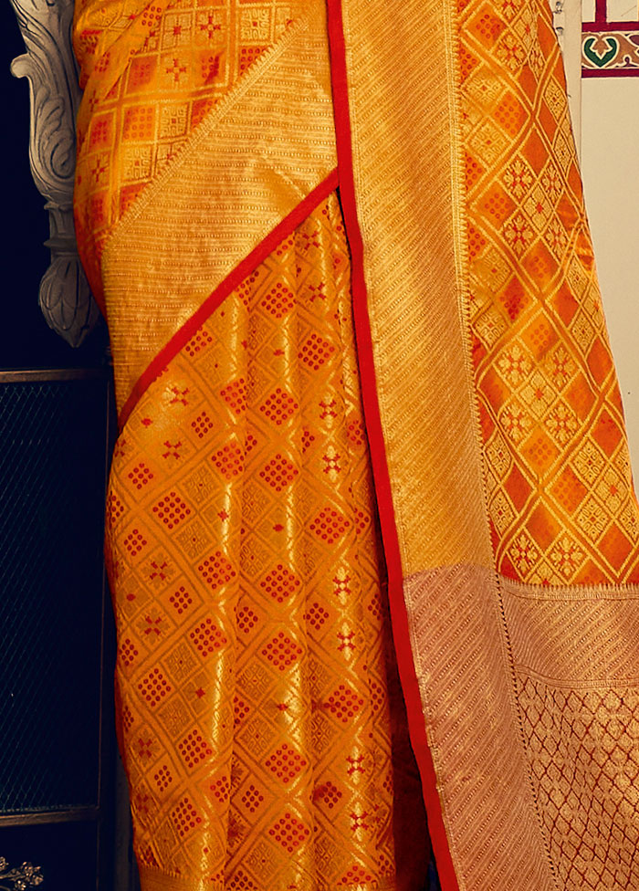 Mustard Spun Silk Saree With Blouse Piece - Indian Silk House Agencies