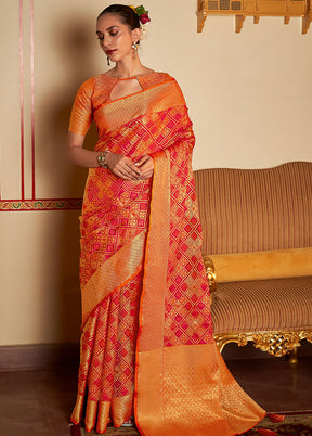 Red Spun Silk Saree With Blouse Piece - Indian Silk House Agencies